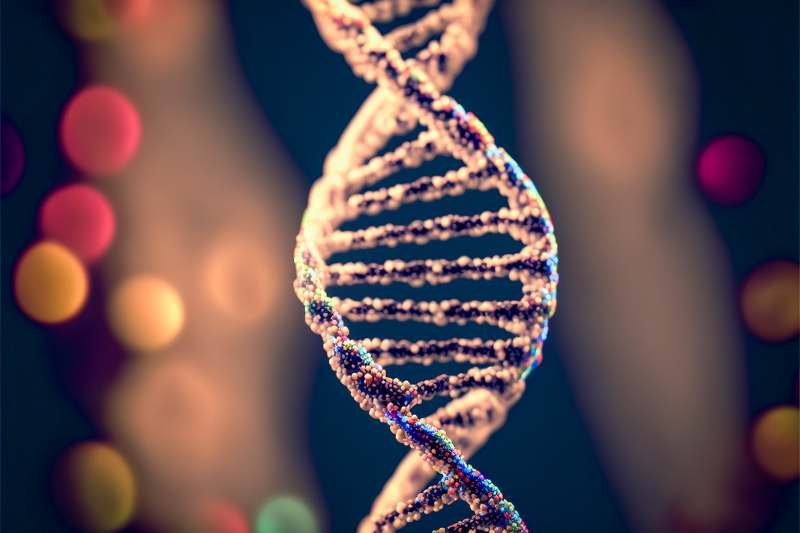 A model of a DNA double helix, representing student science investigation